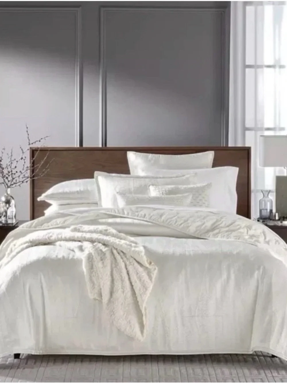 Hotel Collection Fractured Geo KING Duvet Cover & Shams Set White.